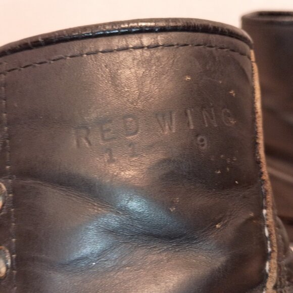 Vintage RED WING Boots Men 9D Black Leather Lace-up Logger Max 24193 Moto Grunge - Picture 8 of 15